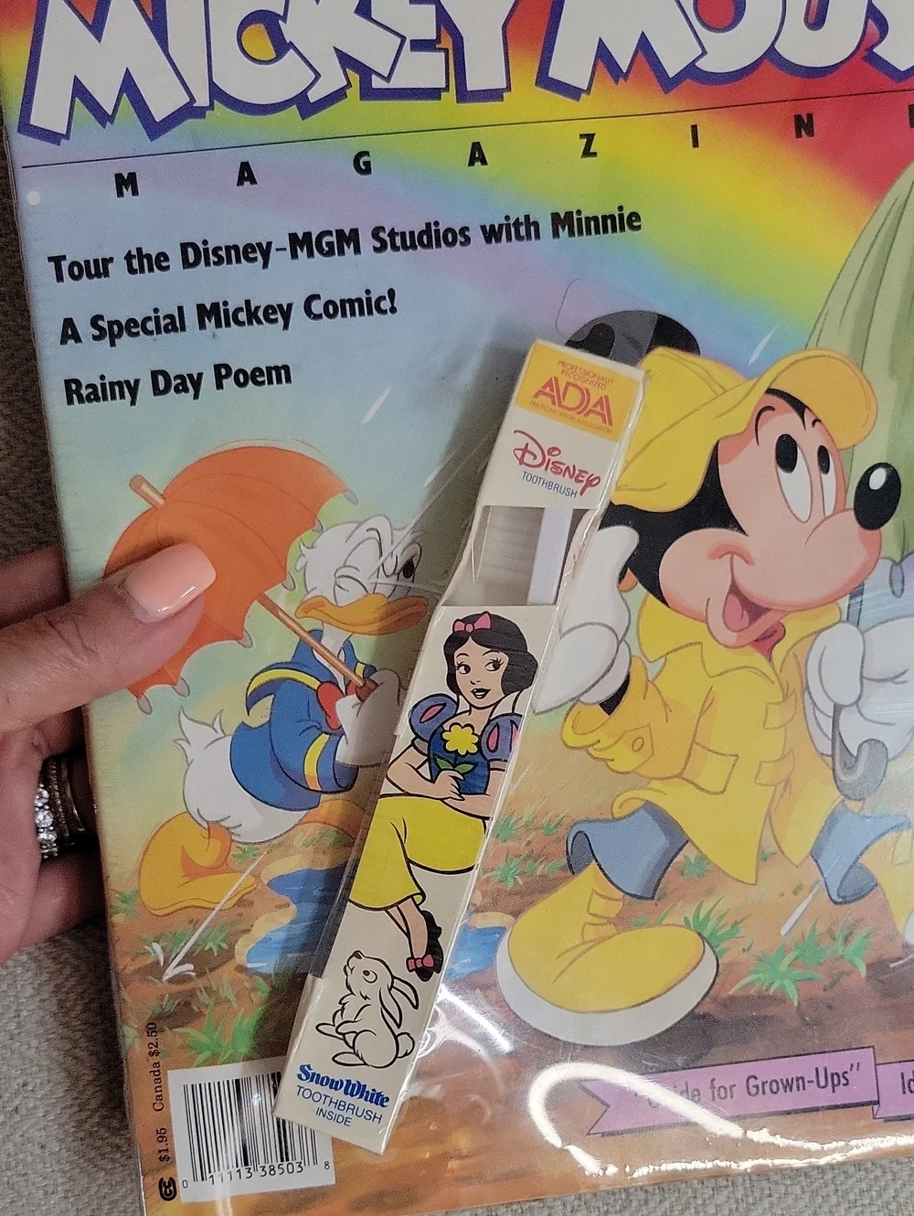 Vintage 1989 Walt Disney Mickey Mouse Magazine with Promotional Toothbrush NIP